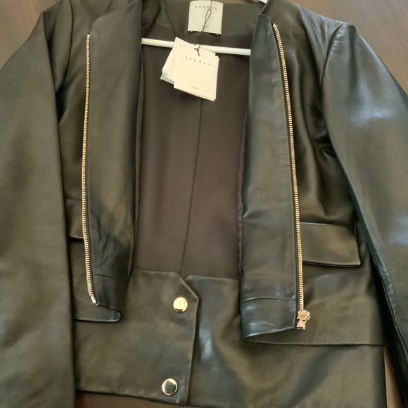 Nwt Sandro leather jacket size 2/medium - Picture 9 of 10